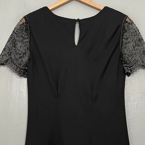 Vintage Party Dress Size Small Black Whimsigoth Event Holiday Y2K Lace Sleeves - Picture 4 of 6